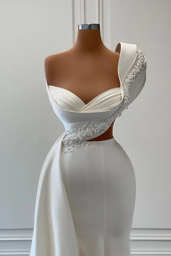 Mermaid Strapless Beaded With Side Train Floor-length Sleeveless Prom Dress - Image 2