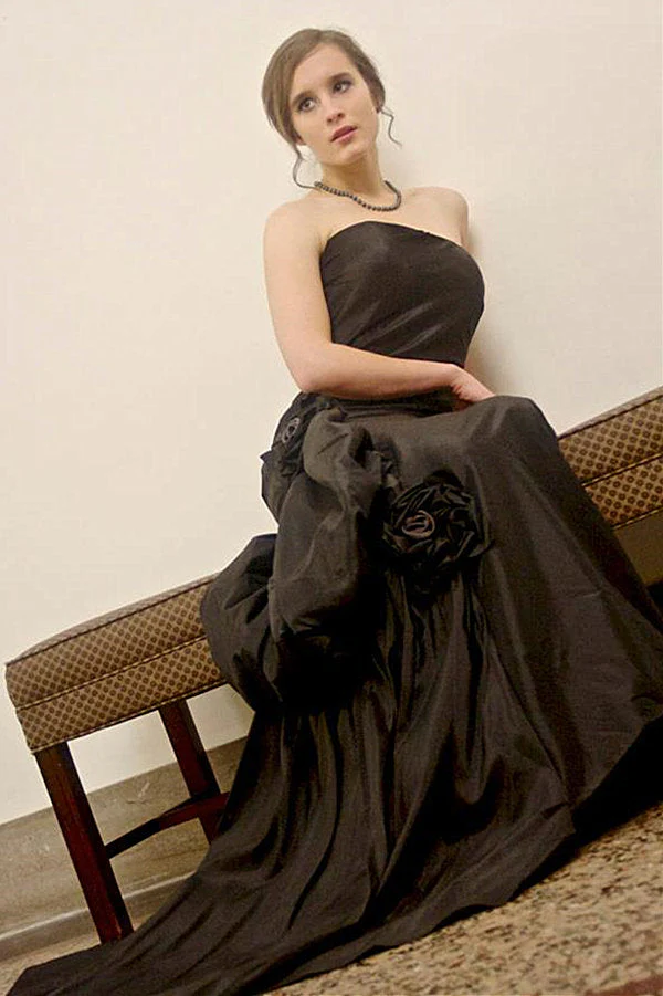 Mermaid Strapless Floor Length Chiffon Handmade Flower Glam Prom Dress - Image 3