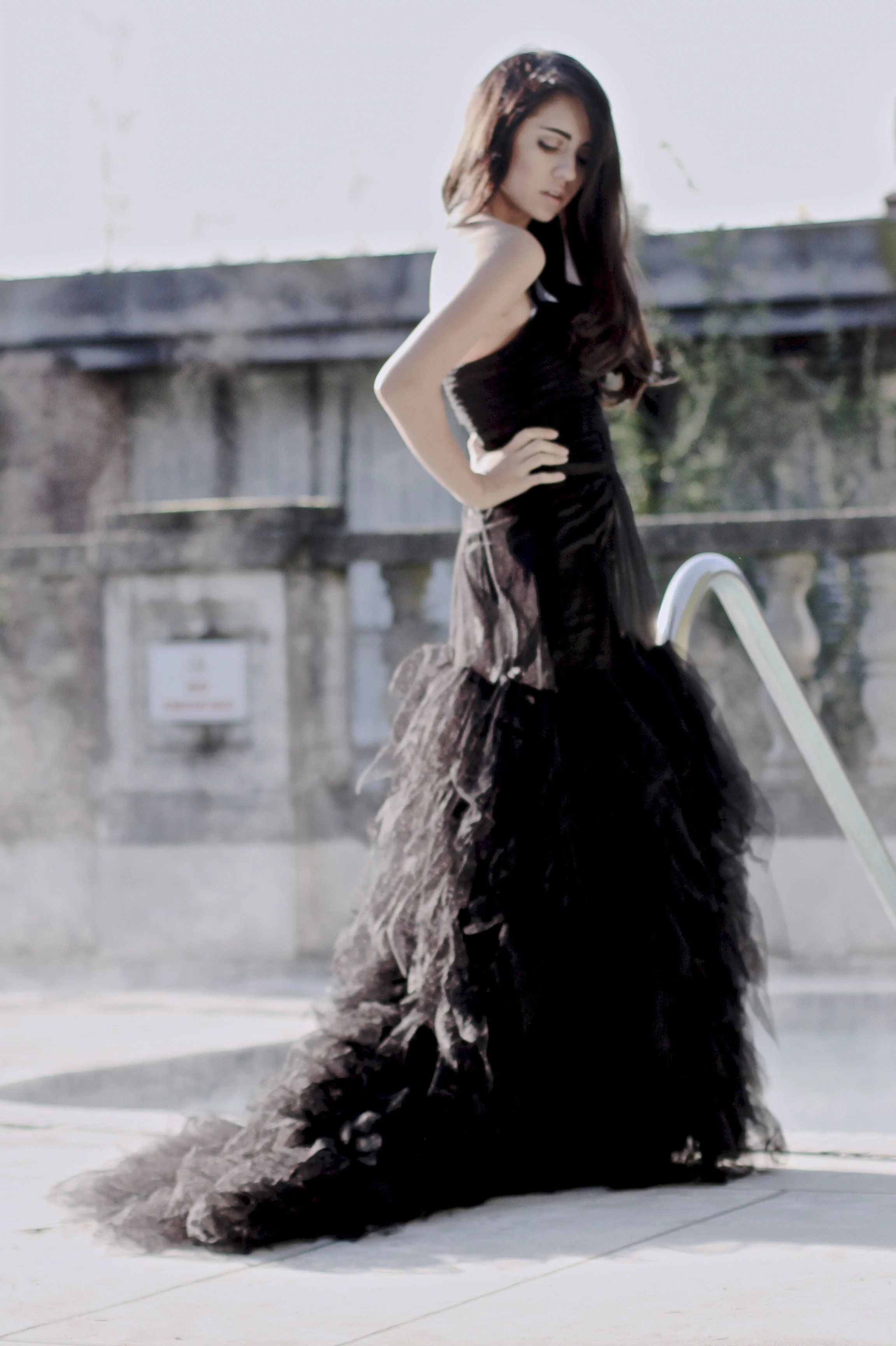 Mermaid Strapless Floor Length Tulle Lotus Leaf Hem - Image 10