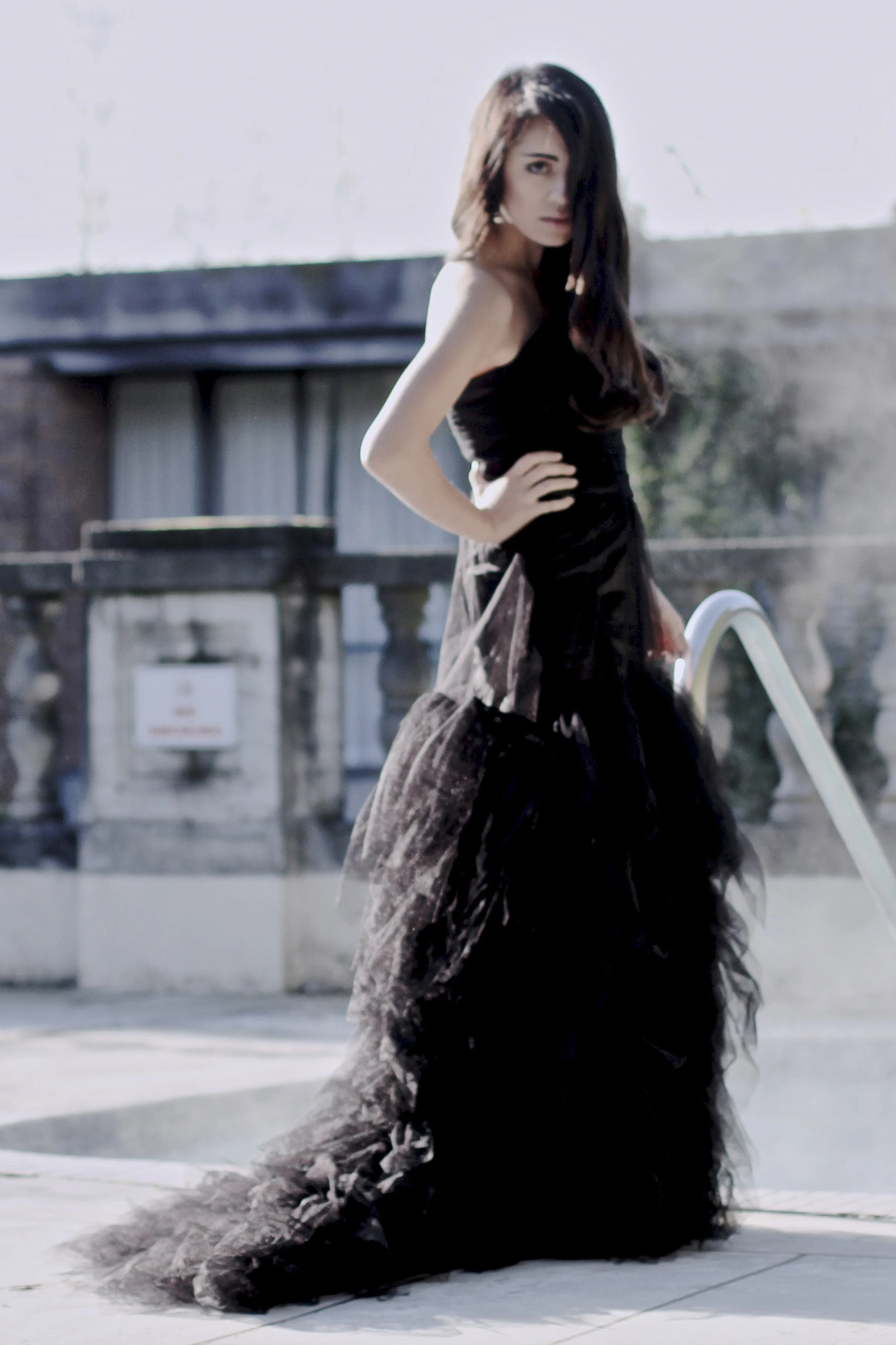 Mermaid Strapless Floor Length Tulle Lotus Leaf Hem - Image 11