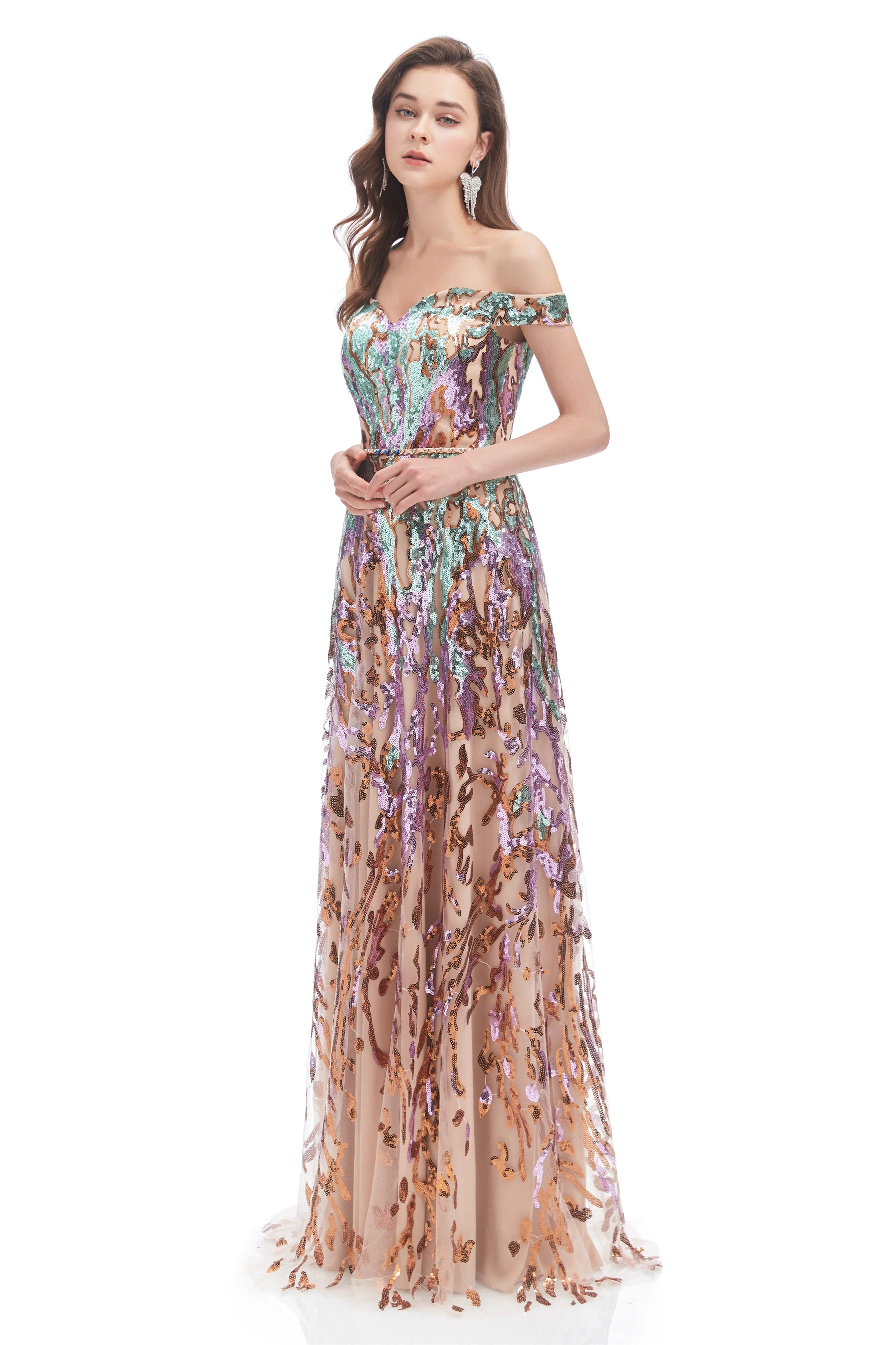 Mermaid Strapless Off-the-shoulder Sequined Floor-length Sleeveless Open Back Prom Dress - Image 5