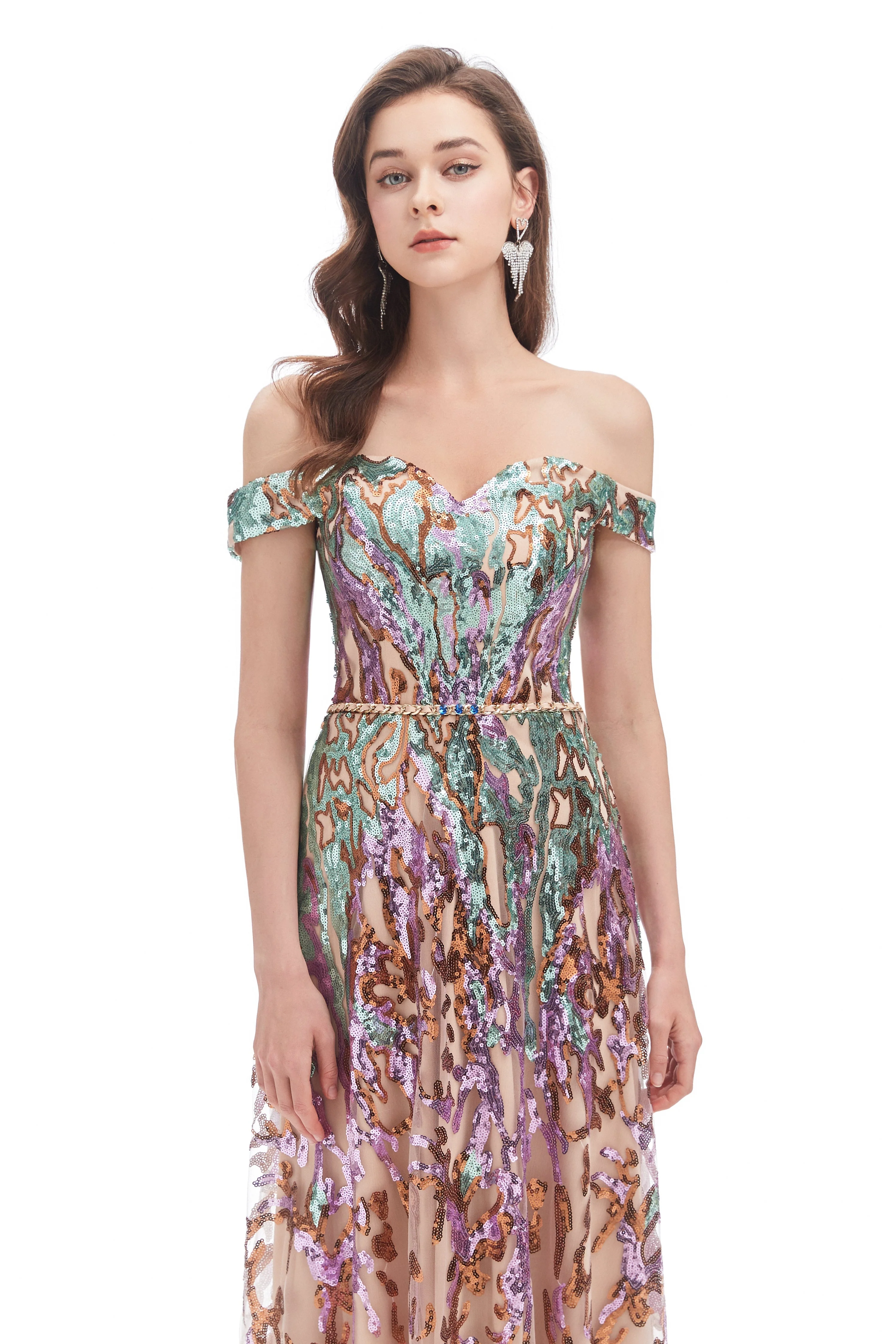 Mermaid Strapless Off-the-shoulder Sequined Floor-length Sleeveless Open Back Prom Dress - Image 6