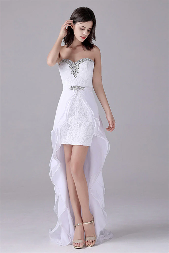 Mermaid Sweetheart Lace Knee-length Sleeveless Backless Paillette mother's dress - Image 5