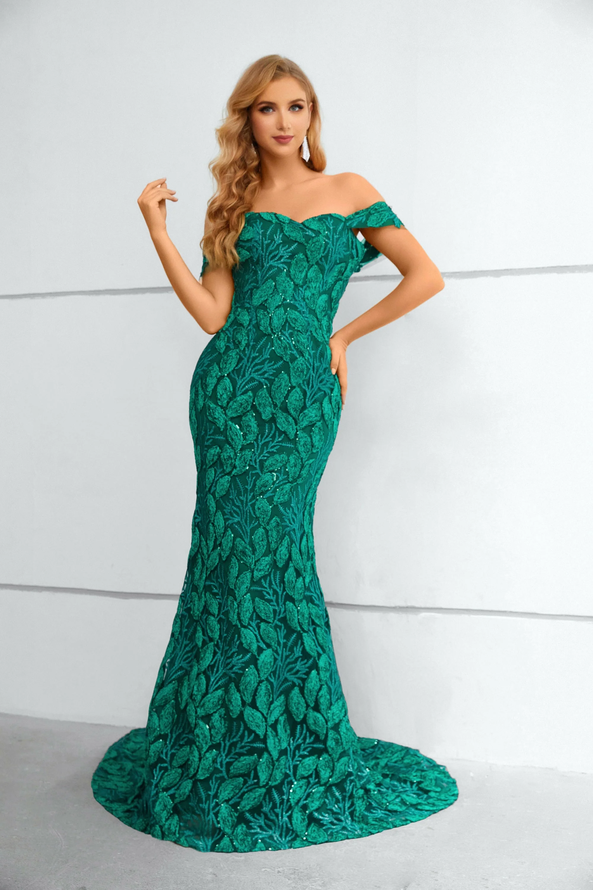 Mermaid Sweetheart Off-the-shoulder Floor-length Sleeveless Backless Appliques Lace Prom Dress - Image 3