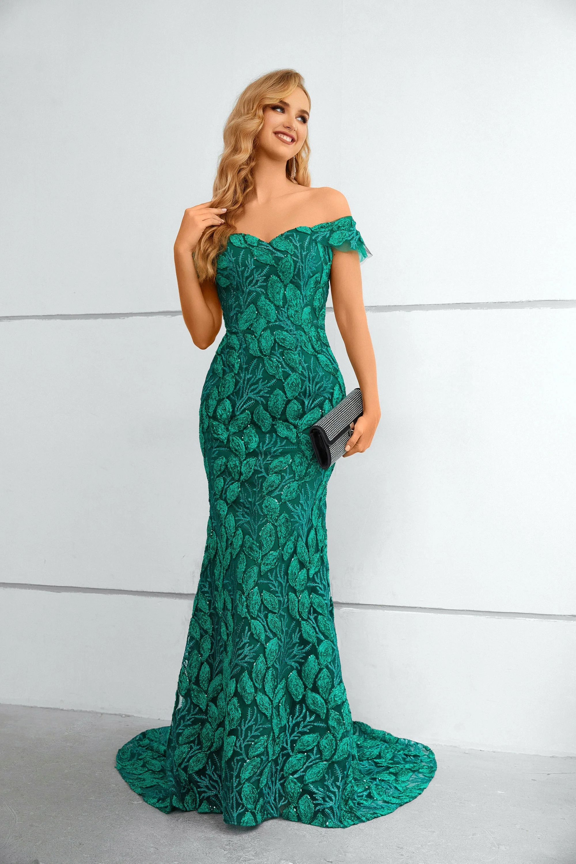 Mermaid Sweetheart Off-the-shoulder Floor-length Sleeveless Backless Appliques Lace Prom Dress - Image 6