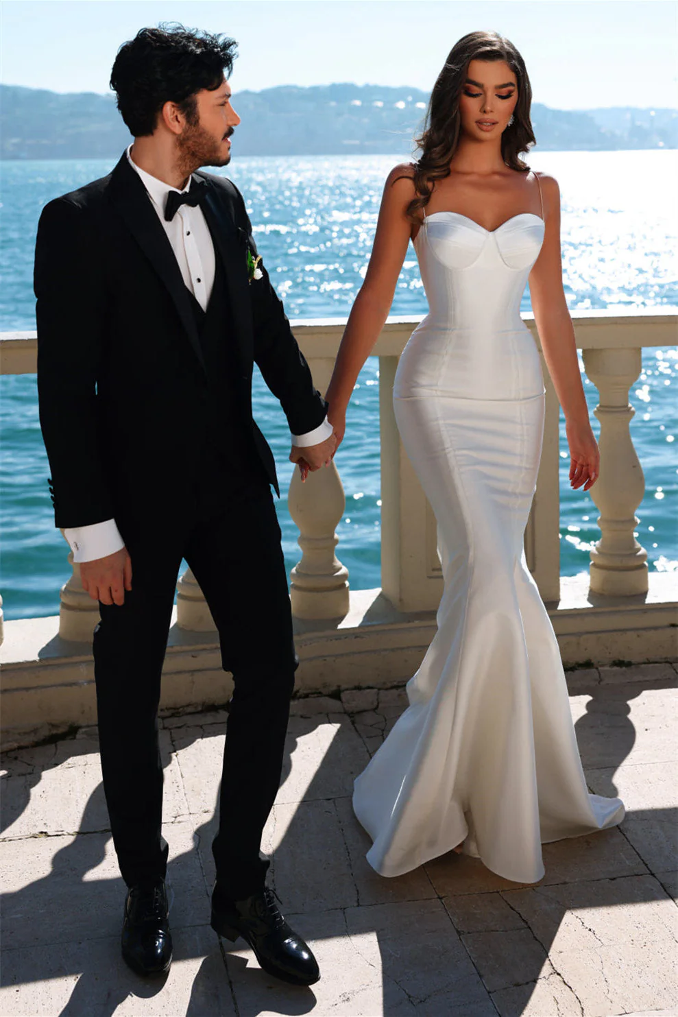 Mermaid Sweetheart Spaghetti strap Floor-length Sleeveless Backless Wedding Dress - Image 4
