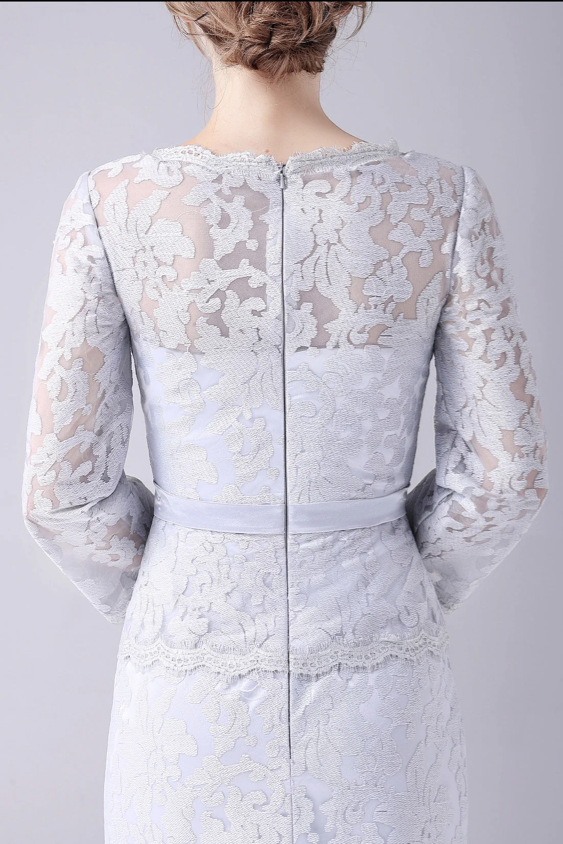 Mermaid V-neck Lace Floor Length Long sleeves mother's dress - Image 2