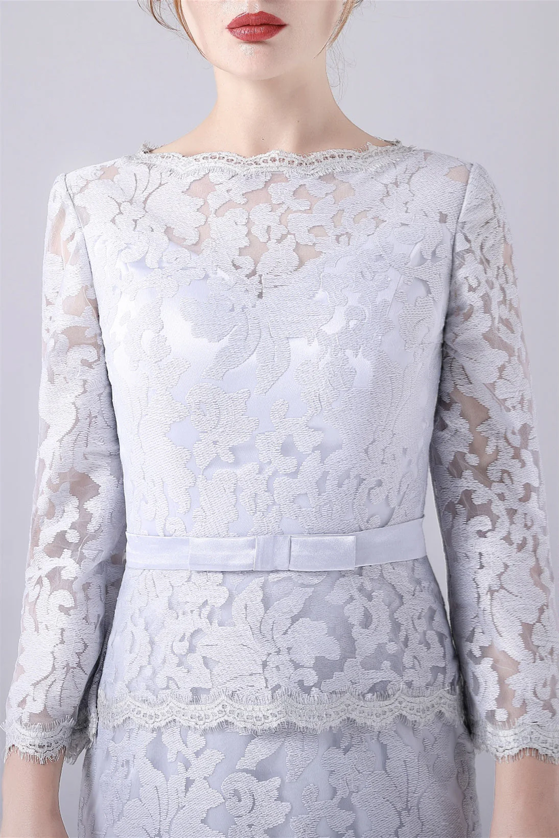 Mermaid V-neck Lace Floor Length Long sleeves mother's dress - Image 9