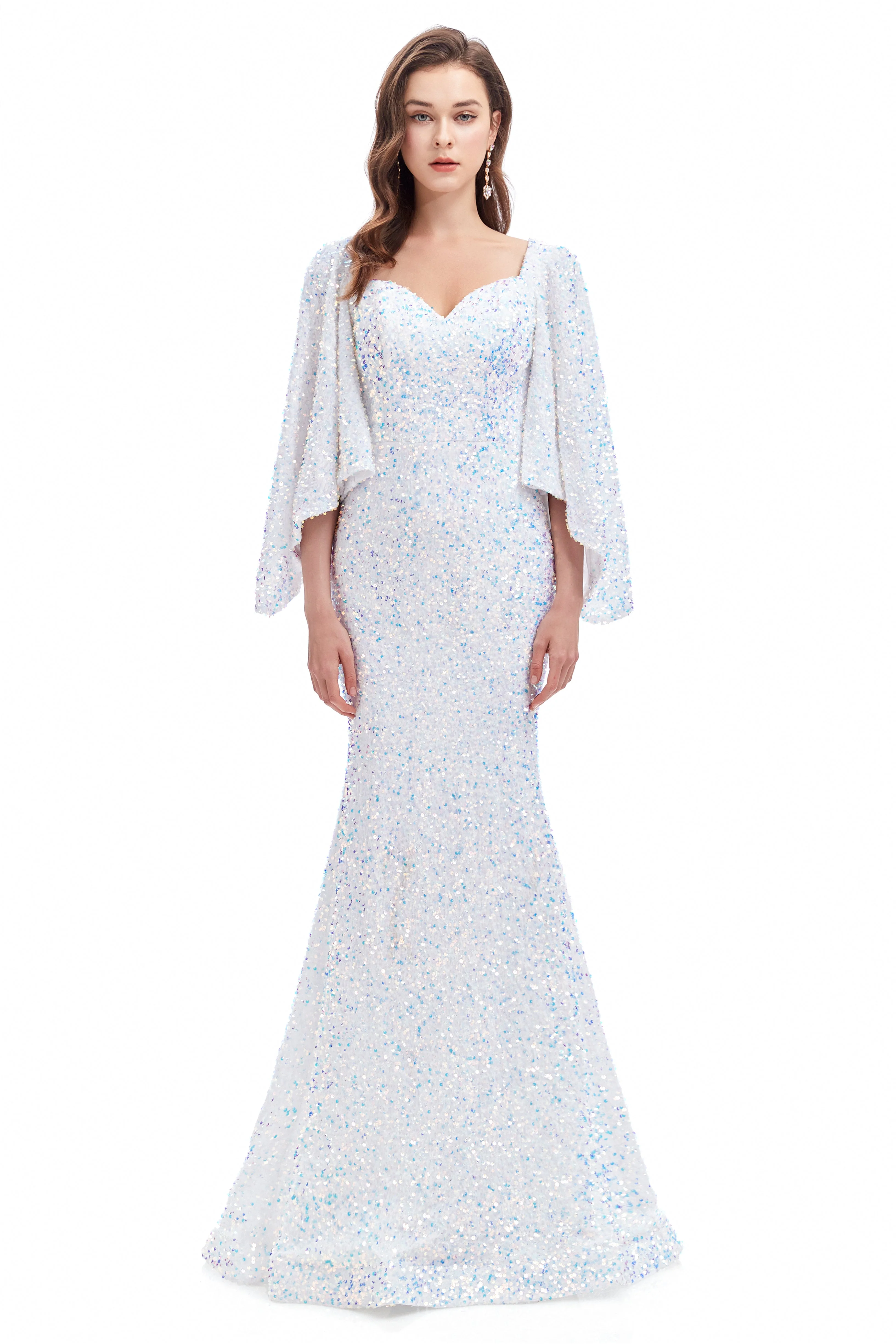 Mermaid V-neck Sequined Floor-length Long Sleeve Prom Dress - Image 13