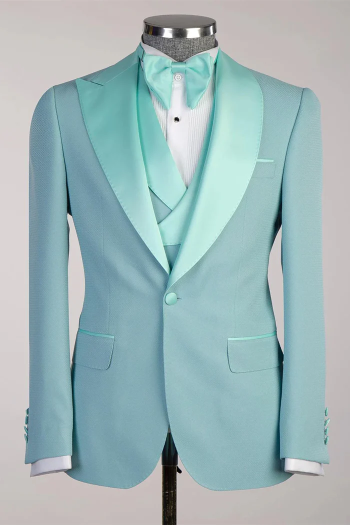 Mint Peaked Lapel 3-Piece Prom Suit - Image 2