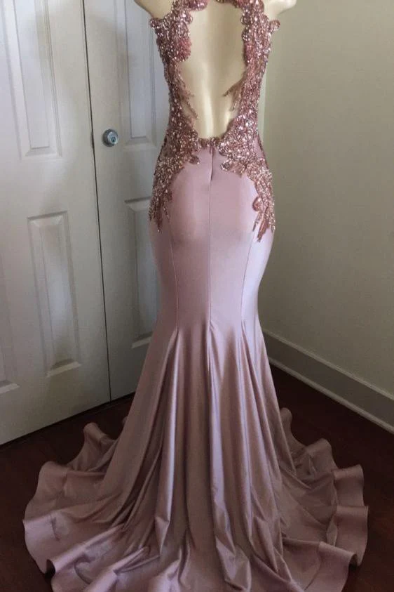 Modern Lace Appliques Sleeveless Prom Party Gowns| Mermaid Prom Party Gowns - Image 3