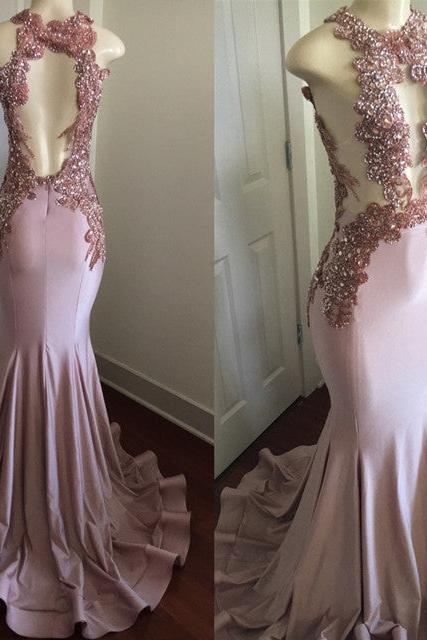 Modern Lace Appliques Sleeveless Prom Party Gowns| Mermaid Prom Party Gowns - Image 4