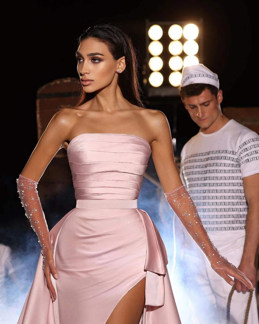 Classic Long Pink Sleeveless Prom Dresses Long Slit Online - Image 2