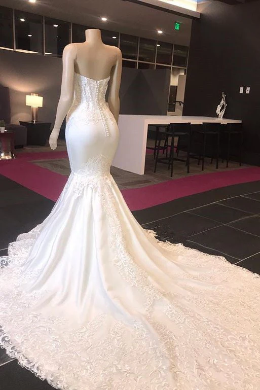 Modern Strapless Lace Appliques Mermaid Wedding Bridal Gowns New Arrival - Image 2