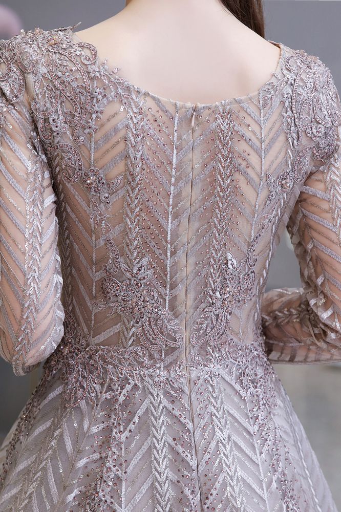 Modest Long Sleevess V-neck Princess Prom Party Gowns - Image 10