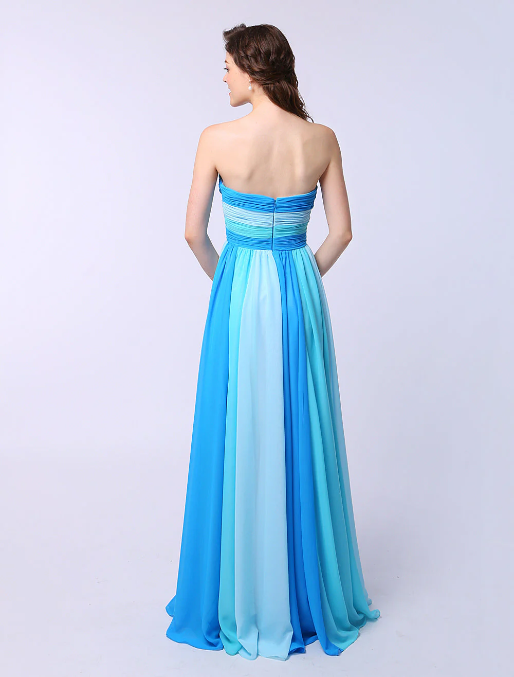 Stunning Multicolor A-line Chiffon evening dress with Sweetheart Neck Criss-Cross - Image 4
