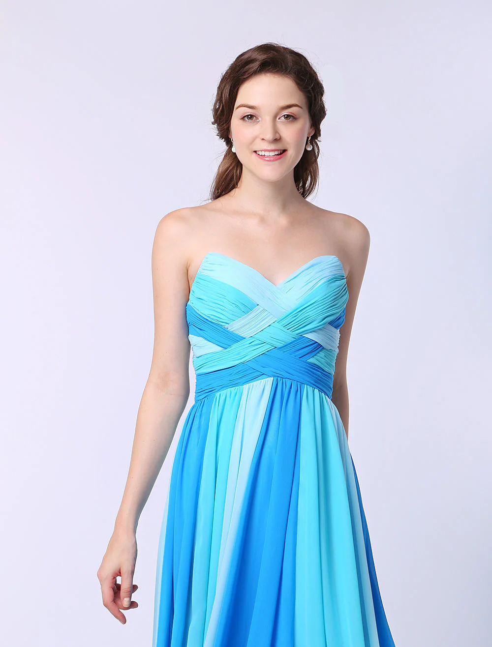 Stunning Multicolor A-line Chiffon evening dress with Sweetheart Neck Criss-Cross - Image 5