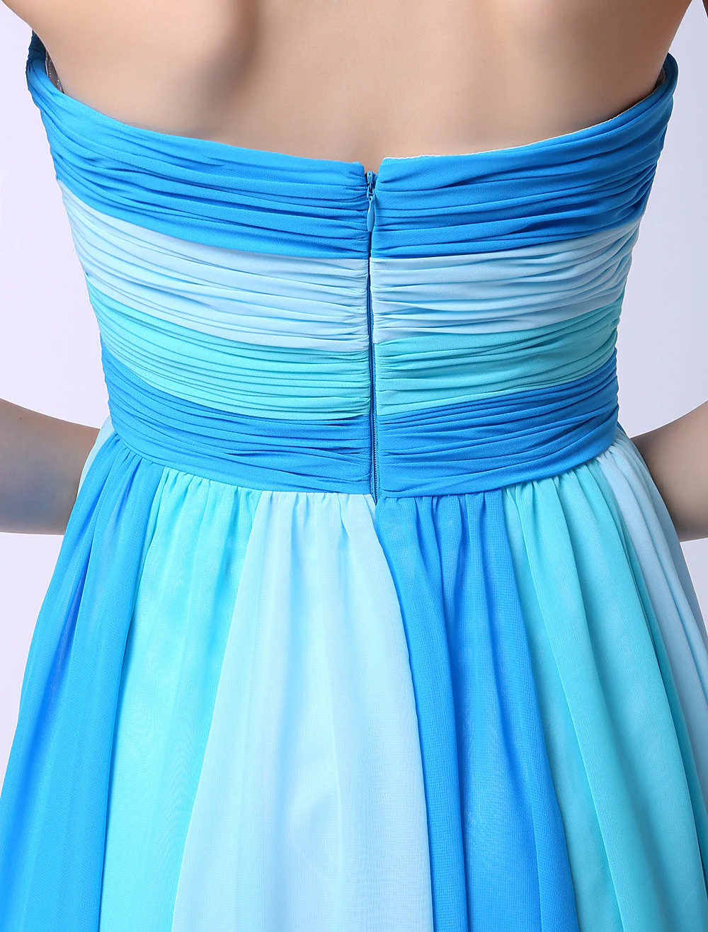 Stunning Multicolor A-line Chiffon evening dress with Sweetheart Neck Criss-Cross - Image 8