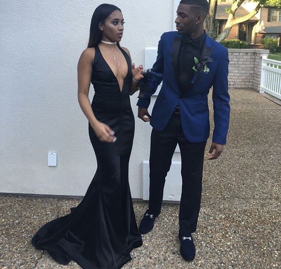 Navy Blue Slim Fit Best Prom Mens Suit with Peaked Lapel - Image 2
