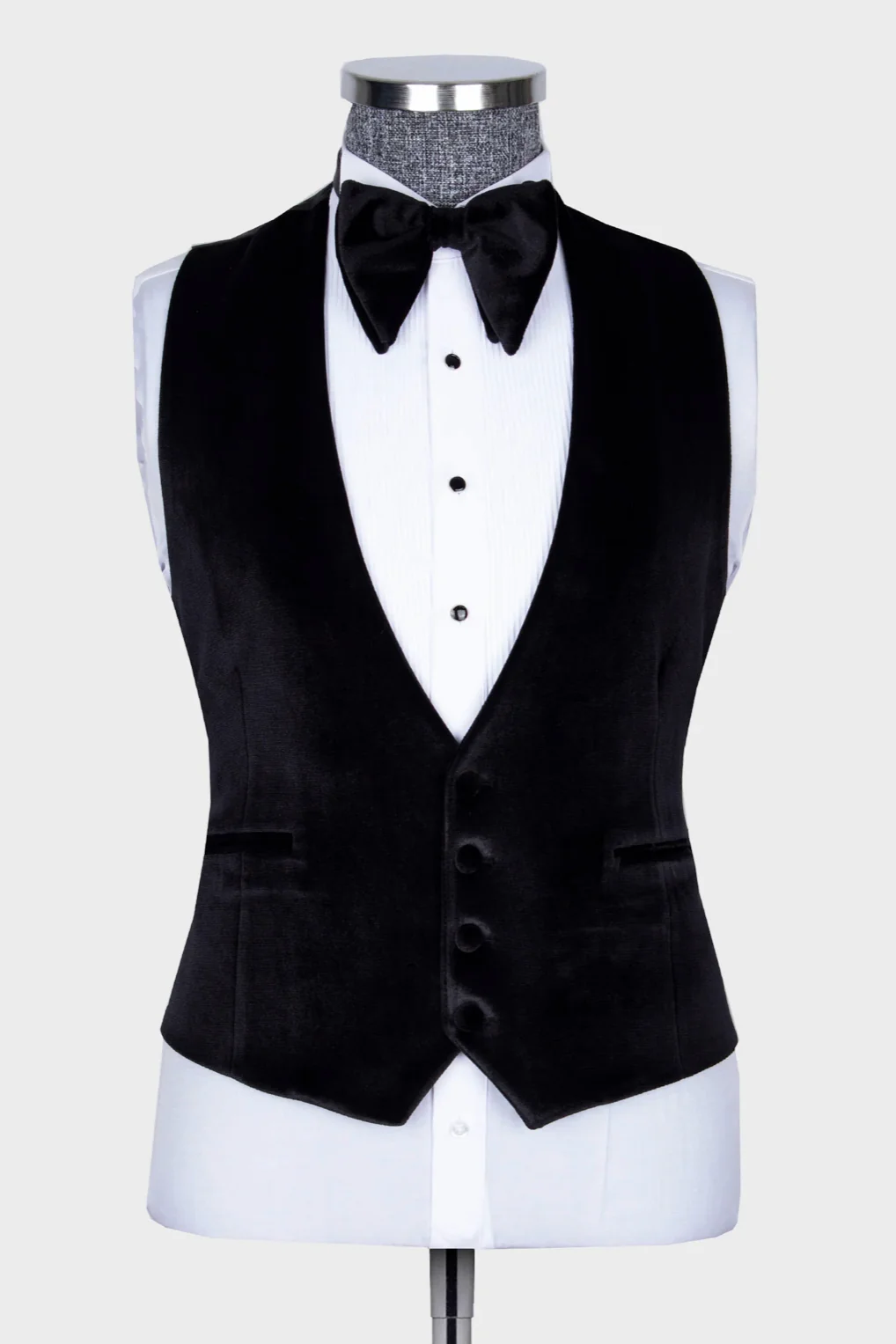 Navy Blue Velvet 3-Piece Peaked Lapel Prom Suit with Gold Beadings - Image 2