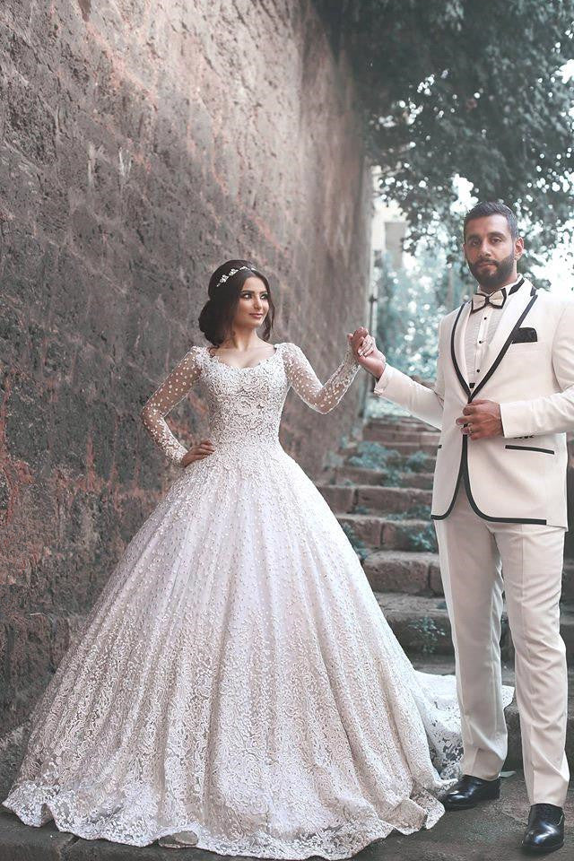 New Arrival Long Sleeves Bridal Dress Lace Applique Custom Made Wedding Dresses - Image 2