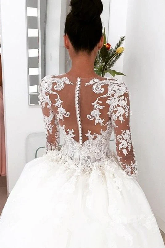 New Arrival Long Sleevess Sheath Wedding Dresses Lace Appliques Bridal Gowns with Detachable Train - Image 3