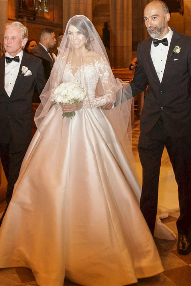 New Full Lace Split Wedding Dresses Illusion Back Bridal Gowns with Detachable Satin Skirt - Image 5