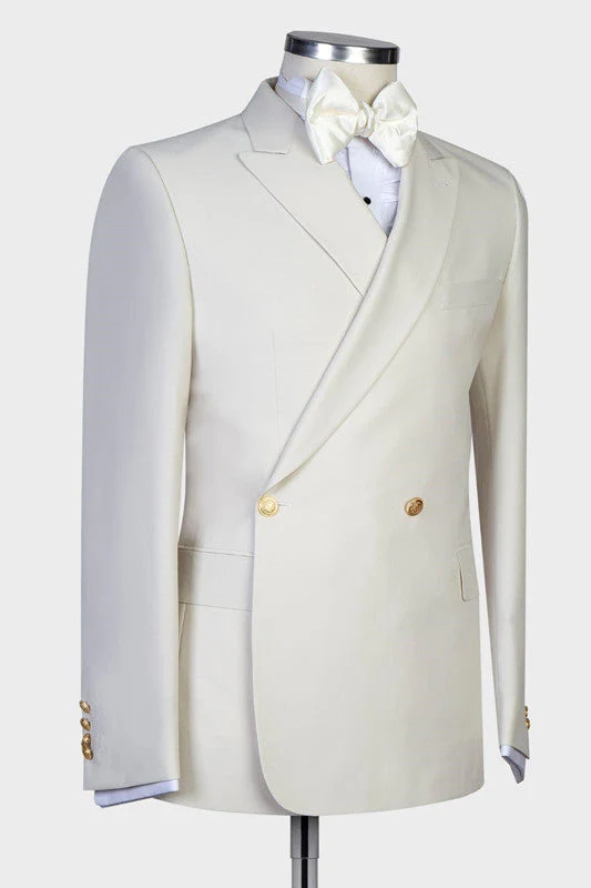 New in White Peaked Lapel Slim Fit Men Suits for Wedding - Image 2