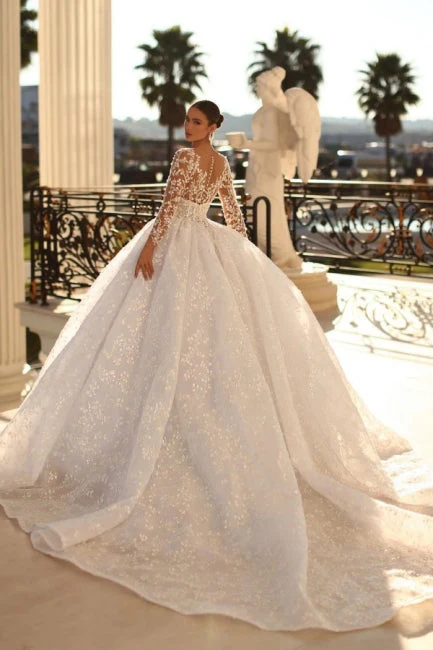 Fabulous Sweetheart Ball Gown Lace Wedding Dresses Online Crystals - Image 2
