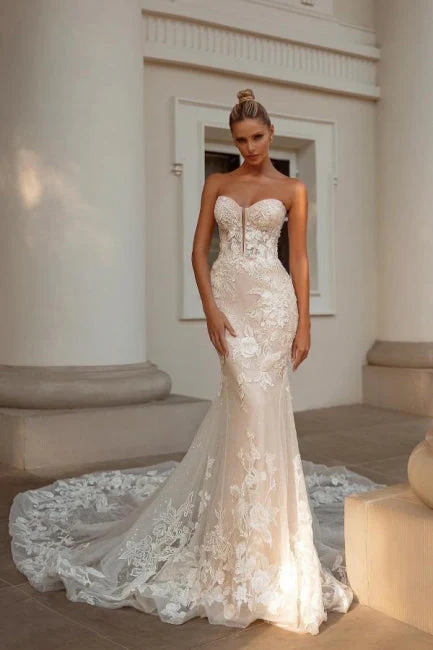Noble sweetheart sleeveless mermaid lace Wedding Dresses - Image 5