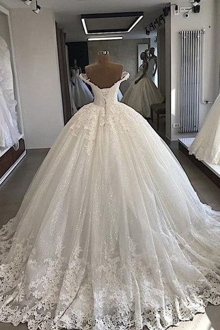 Off the shoulder Lace Ball Gowns Tulle Formal Bridal Gowns - Image 2