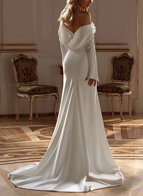 Off-The-Shoulder Mermaid Fitted Wedding Dress - Image 4