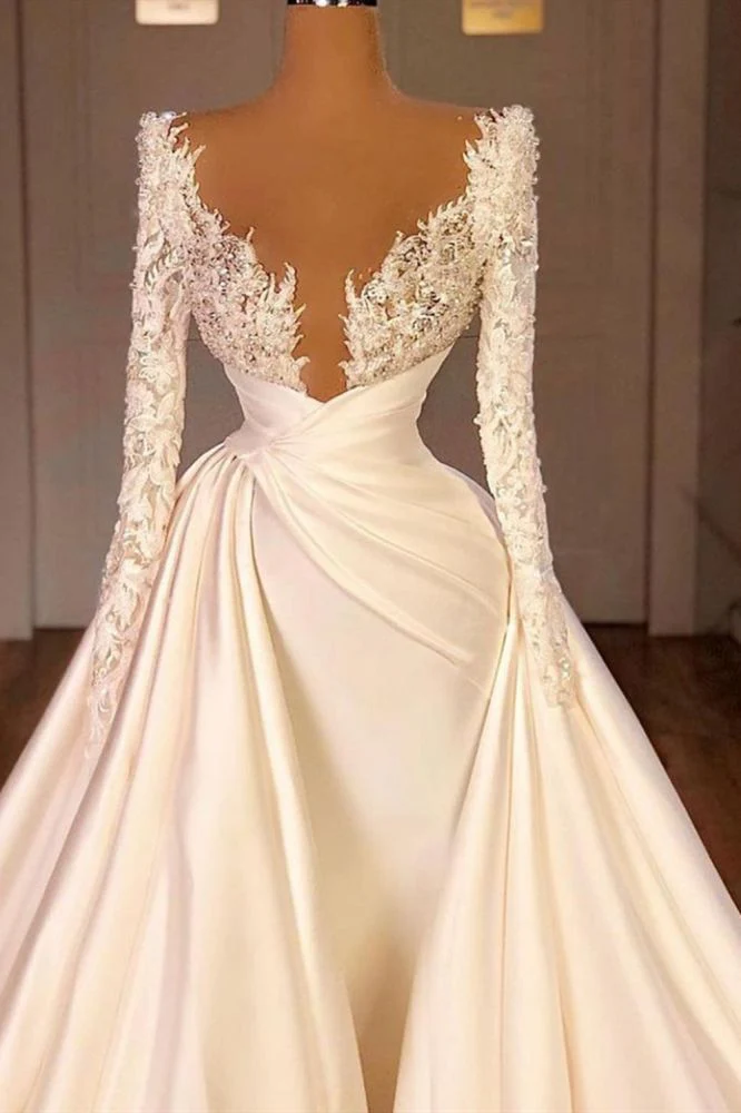 Off the Shoulder Sequined Fur Satin Wedding Party Gown Sleeveless/Long Sleevess styles - Image 2