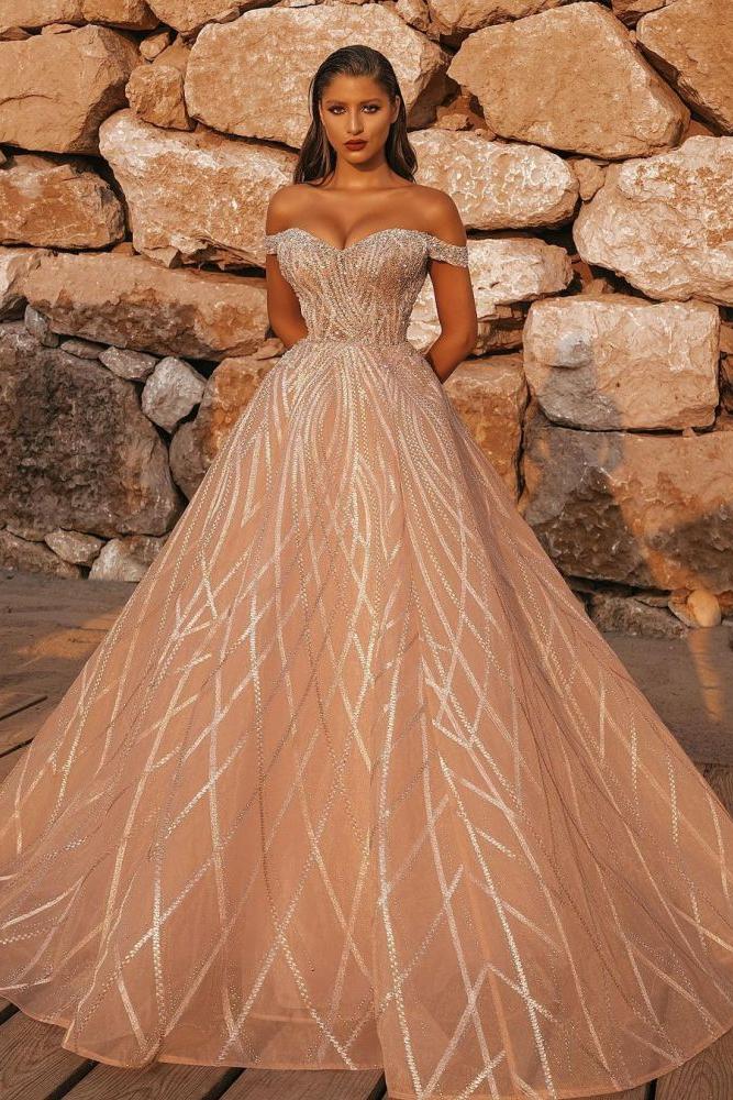Off the Shoulder Sequins Aline Wedding Gown - Image 3