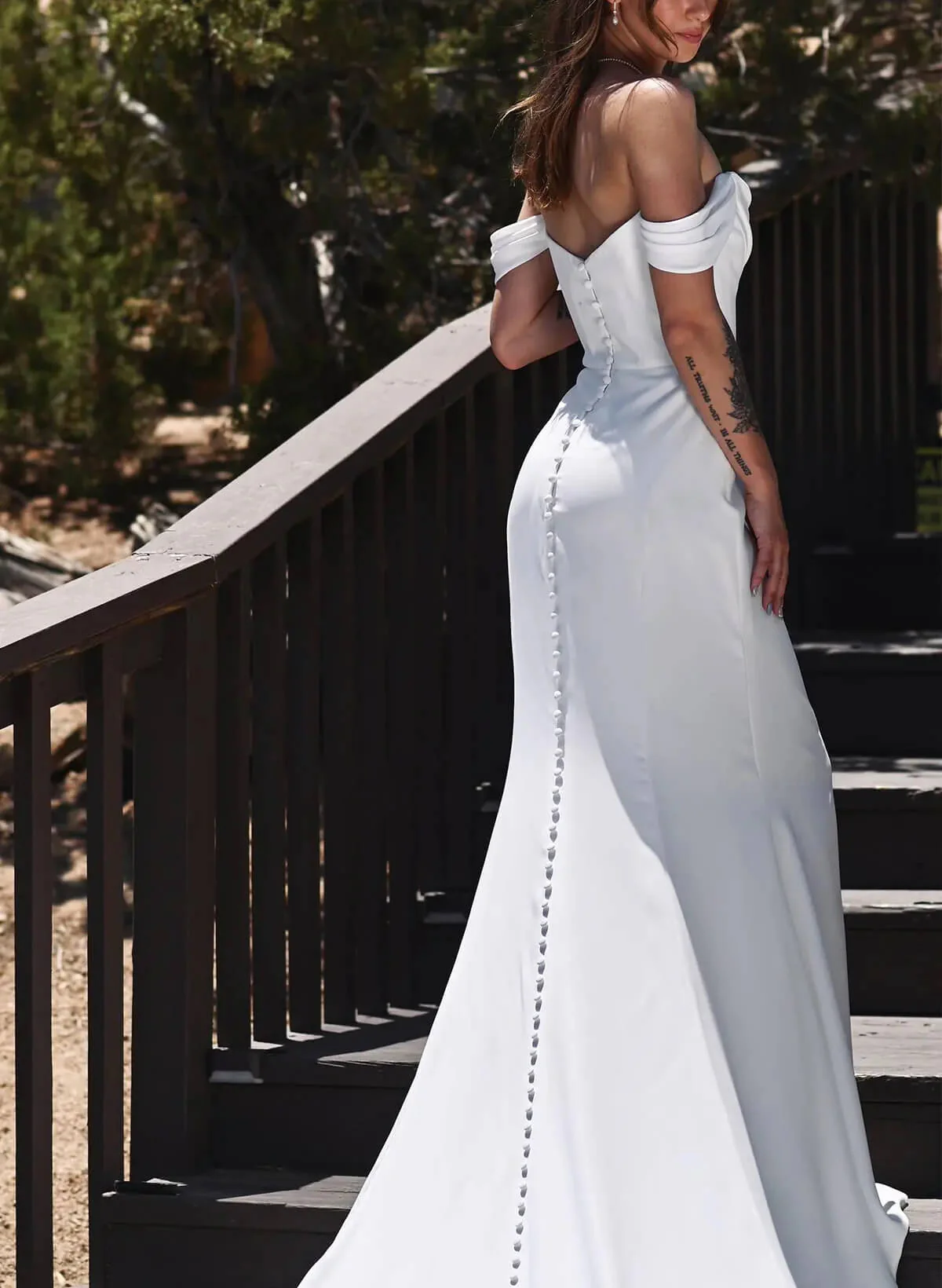 Off-the-Shoulder Wedding Dresses Cowl Neck - Image 3