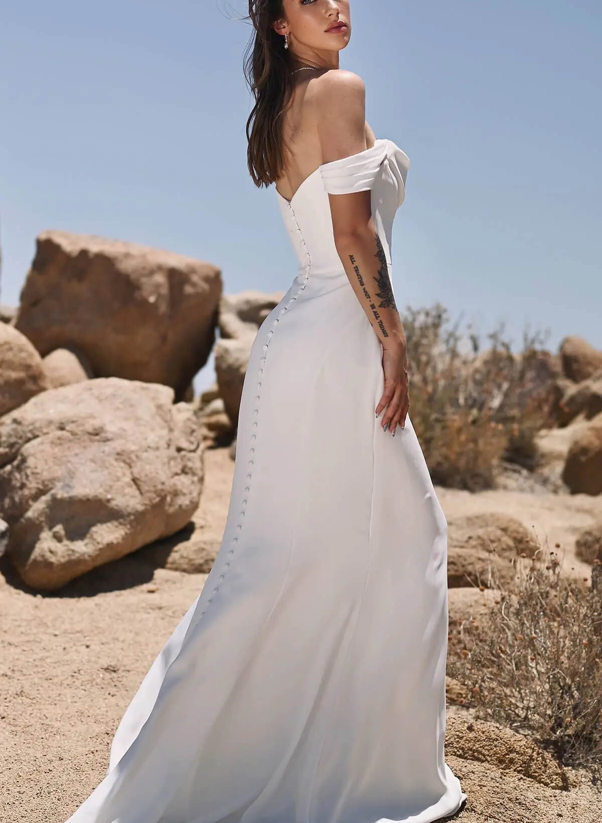 Off-the-Shoulder Wedding Dresses Cowl Neck - Image 5