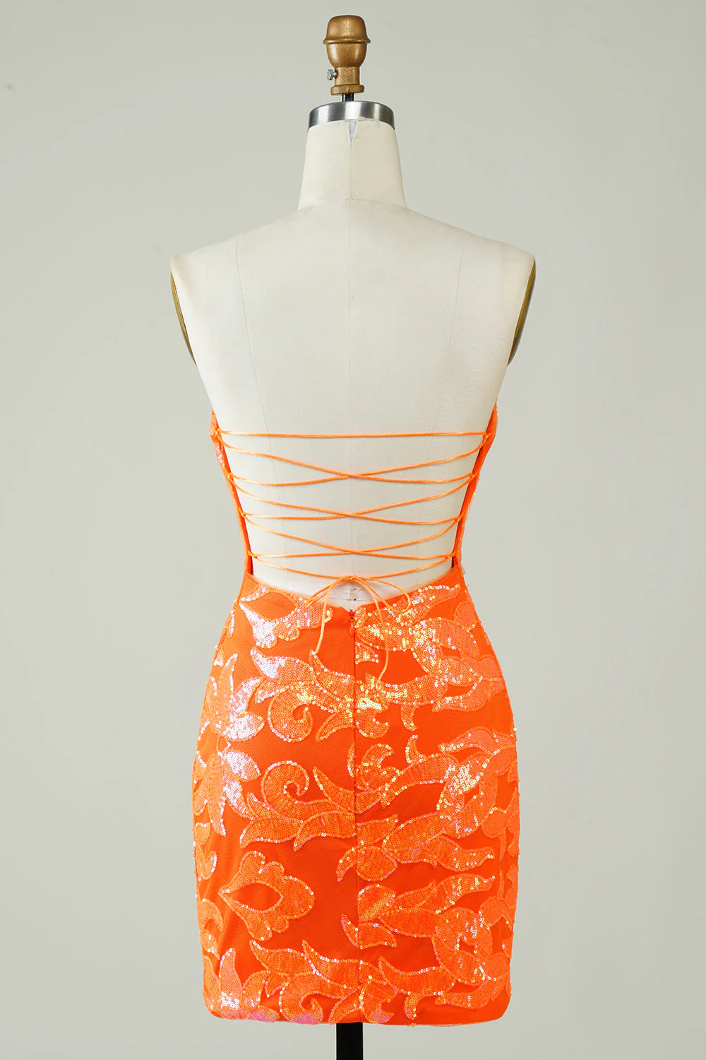 Orange Strapless Tight Homecoming Dress - Image 2