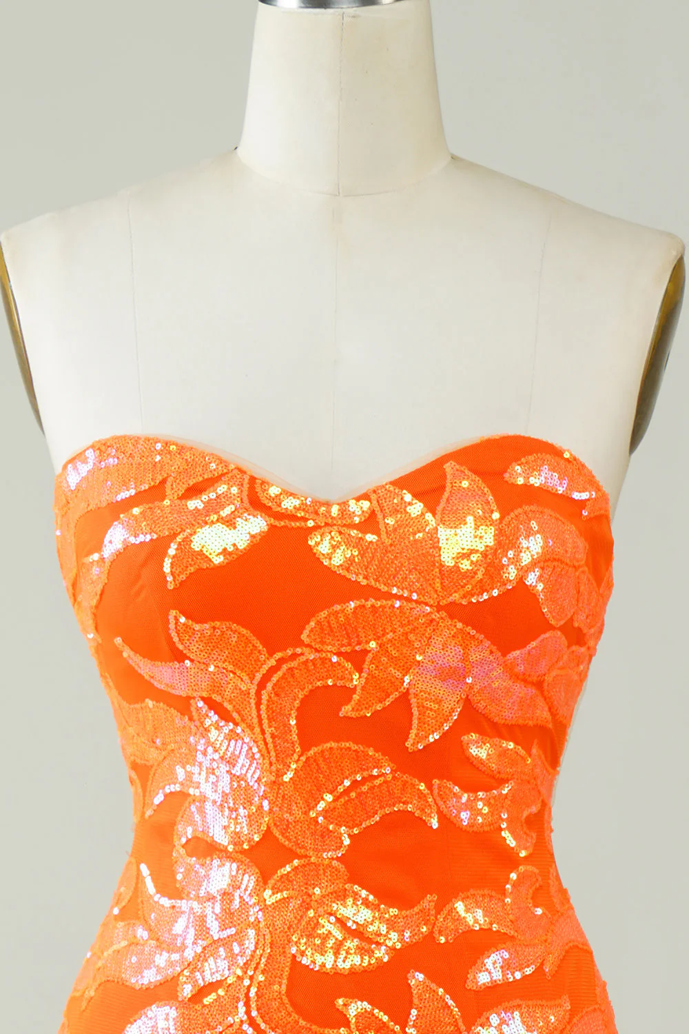 Orange Strapless Tight Homecoming Dress - Image 4