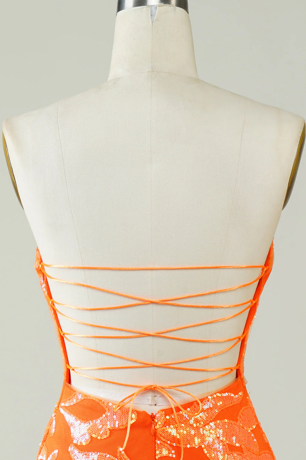 Orange Strapless Tight Homecoming Dress - Image 5