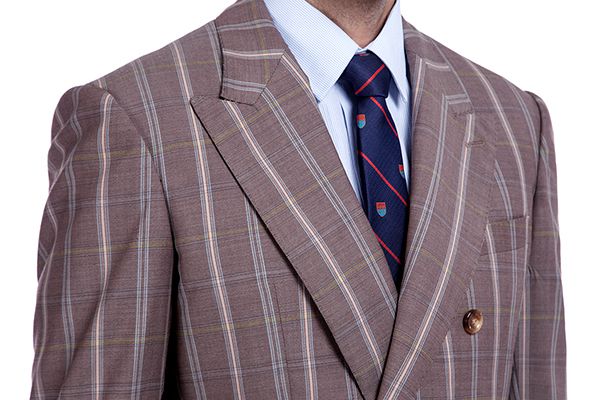 Peak Lapel Plaid Double Breasted Premium Mens Suits with Flap Pocket - Image 5