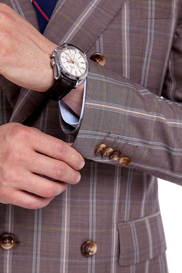 Peak Lapel Plaid Double Breasted Premium Mens Suits with Flap Pocket - Image 6