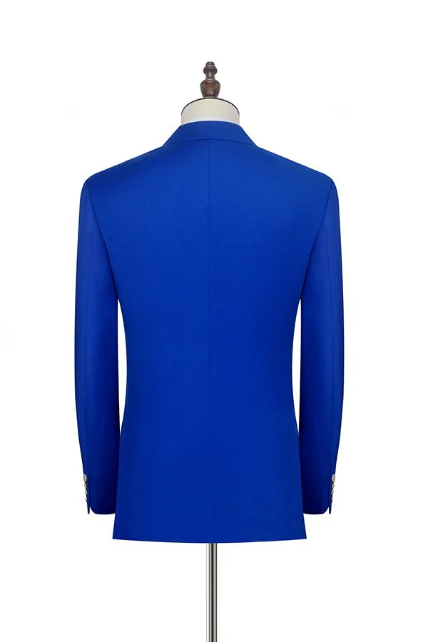 Peak Lapel Royal Blue Double Breasted Mens Suits Six Buttons Custom design Leisure Suits - Image 2