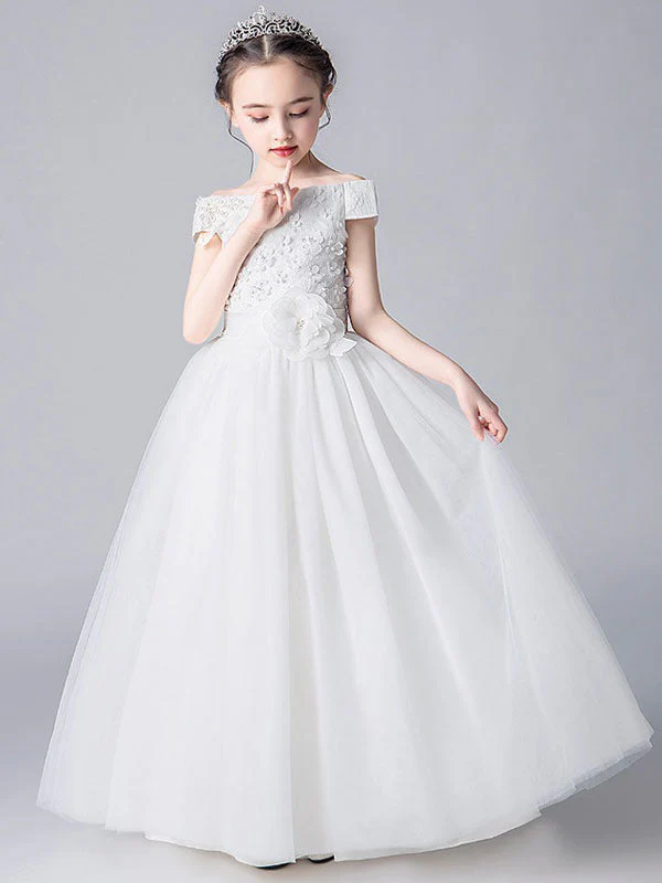 Pink Bateau Neck Sleeveless Bows Formal Kids Pageant flower girl dresses - Image 5