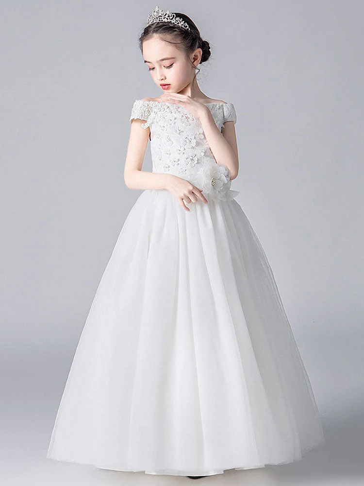 Pink Bateau Neck Sleeveless Bows Formal Kids Pageant flower girl dresses - Image 6