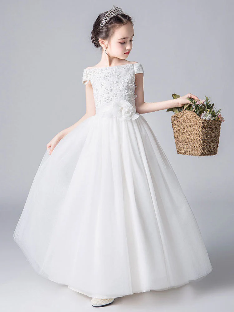 Pink Bateau Neck Sleeveless Bows Formal Kids Pageant flower girl dresses - Image 7