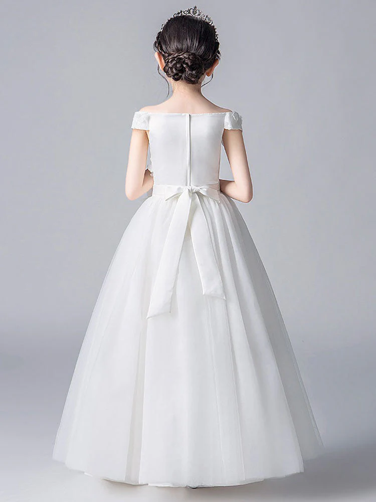 Pink Bateau Neck Sleeveless Bows Formal Kids Pageant flower girl dresses - Image 8