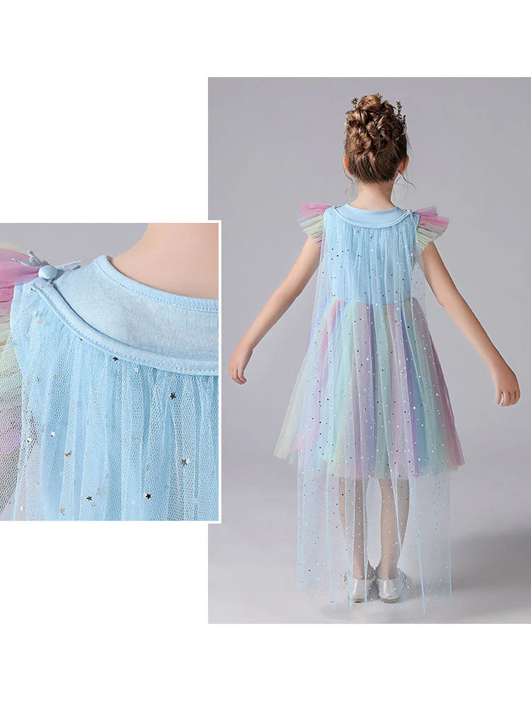 Pink Jewel Neck Short Sleeves Kids Social Party Dresses Princess Dress - Image 10