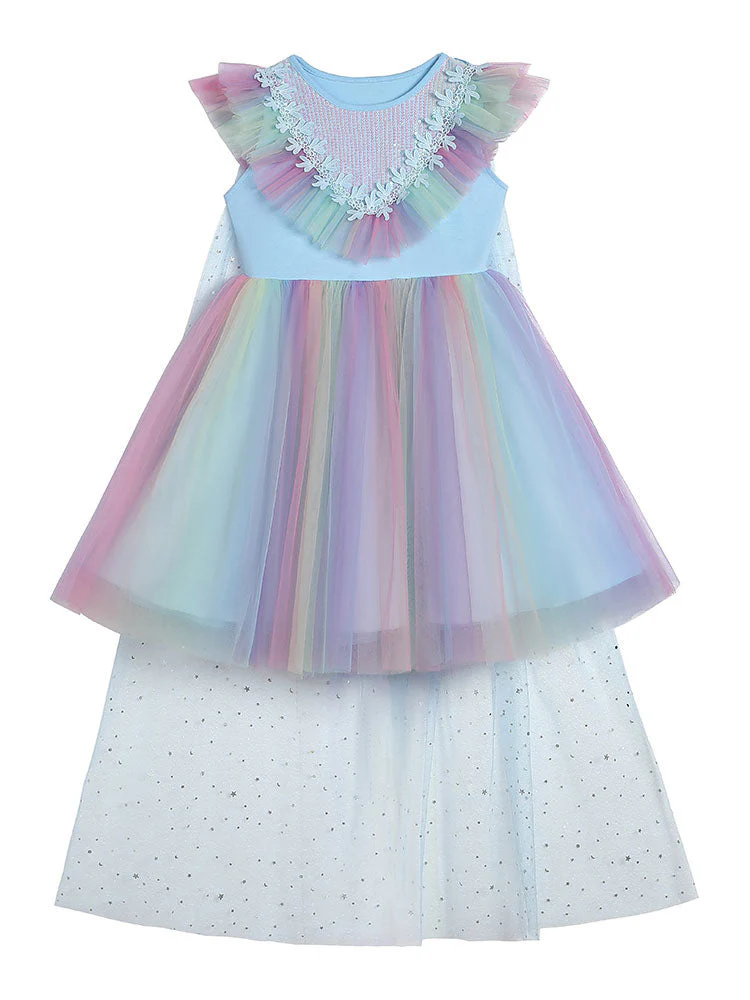 Pink Jewel Neck Short Sleeves Kids Social Party Dresses Princess Dress - Image 9