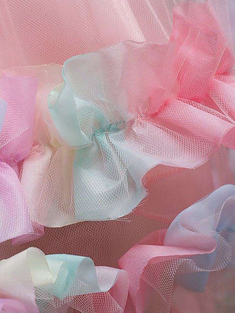 Pink Jewel Neck Sleeveless Bows Flowers Tulle Polyester Cotton Formal Kids Pageant flower girl dresses - Image 5