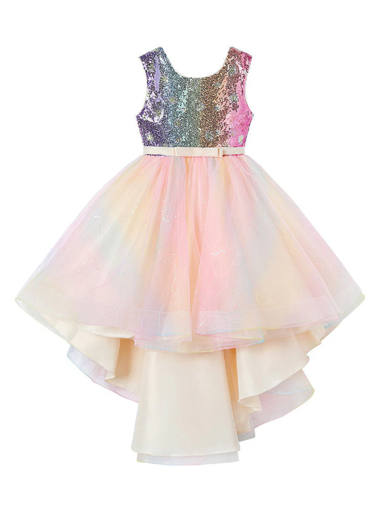 Pink Jewel Neck Tulle Sleeveless Short Princess Dress Bows Formal Kids Pageant flower girl dresses - Image 6